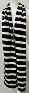 ZARA Scarf - Black & Creme Striped, 17 12 in W x 79 in L
