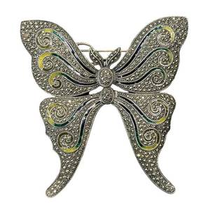 Sterling Silver Butterfly Marcasite Brooch Pendant