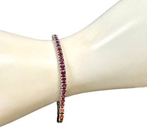 14K Gold Rainbow Gem Tennis Bracelet - 7 Inch