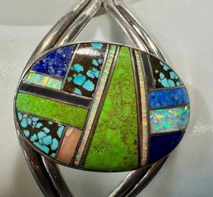 Spencer Sterling Inlaid Bracelet - Turquoise, Lapis Lazuli & Malachite Mosaic