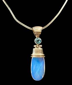 Moonstone & Topaz Pendant in Sterling Silver - 2-Inch Drop