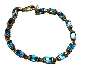 Blue Topaz and 14K Gold Bracelet