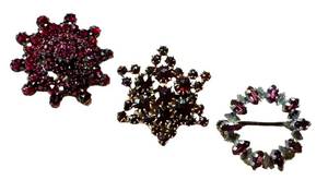 Vintage Garnet Cluster Brooches (Lot of 3)