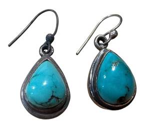 Turquoise Teardrop Earrings in Sterling Silver (Lot of 2)