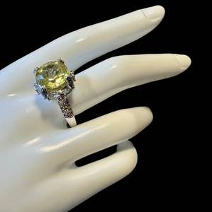 HSN 8 Carat Lemon Quartz Sterling Cocktail Ring - Size 9