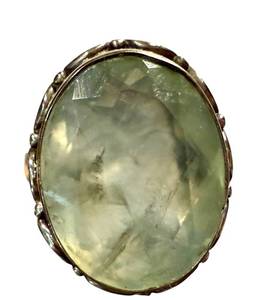 Prehnite Gemstone Sterling Silver Ring - Size 9.5