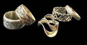 Five Sterling Silver Rings - Assorted Styles, US Sizes 5.75 to 8