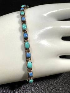 Turquoise & Sterling Silver Bracelet - 6.75 Inch Length