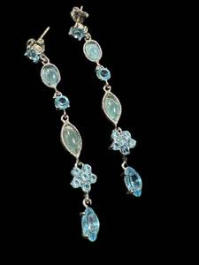 Gemstone Drop Earrings with Floral Cluster Accents
