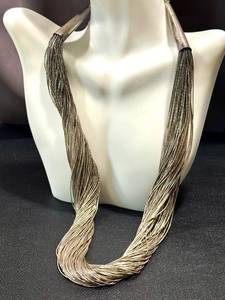 Multi-Strand Necklace with Textured Tubular Beads