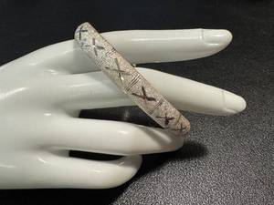 Vintage Etched Sterling Silver Bracelet with Cross-Hatch Motif
