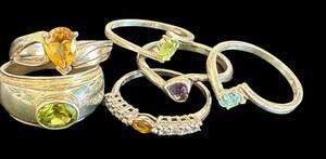 Sterling Silver Gemstone Ring Lot - Sizes 8 to 8.5