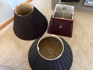 Lot of 3 Fabric Lampshades Pleated Empire & Square Bell Shades