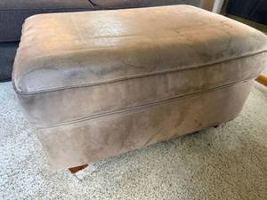 Taupe Upholstered Storage Ottoman Bench 31 in Microsuede Stained