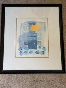 Pier 1 P.G. Gravele Framed Abstract Wall Art Print Large Black Frame