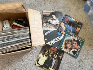 Vintage 80s LP Record Lot Rock Pop Soundtracks w Tapes Madonna ACDC
