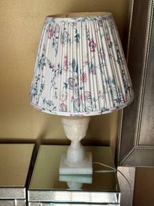 Alabaster Urn Table Lamp w Floral Pleated Shade Traditional 24in