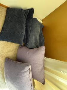 Blue Quilted Coverlet Bedspread Set With Matching Shams Good