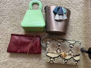 Lot of 4 Fashion Handbags Reptile Print Clutch Shoulder Bags Mixed
