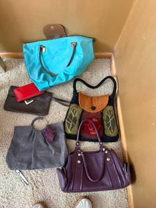Mixed Handbag Purse Lot 6 Pc Tote Clutch Wallet Felted Suede Style