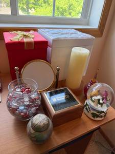 Mixed Decorative Home Decor Lot Mirror Snow Globe Art Glass Boxes