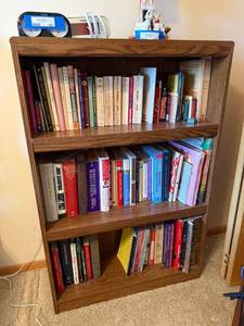 Oak Finish 3 Shelf Bookcase Bookshelf 42x27x9 Brown Good