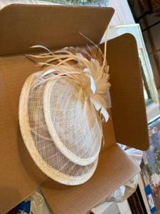 Tasha Ivory Sinamay Fascinator Headband Feather Wedding Derby Hat