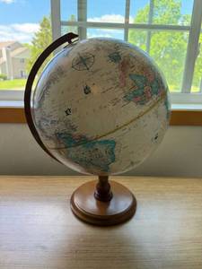 Replogle 12 Inch World Classic Series Desk Globe Wood Base Good