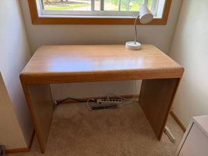 Oak Finish Waterfall Writing Desk Console Table 41 x 21 x 29 Good