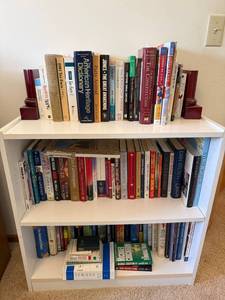 Mixed Book Lot w Bookcase & Bookends Fiction Reference Law Politics