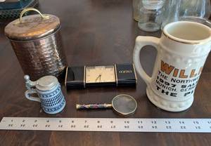 Mixed Decorative Desk Lot of 5 Copper, Ceramic & Glass Items