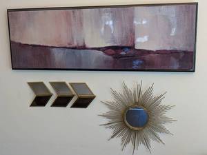 Abstract Wall Art & Mirror Decor Set (Lot of 3)
