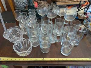 Assorted Clear Glass Drinkware & Bowls