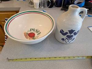 Ceramic Cruet and Pasta Bowl (Lot of 2)