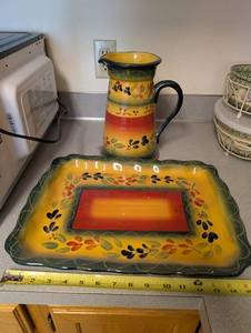 Corsica Home La Provence Pitcher & Tray Set (Lot of 2)