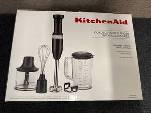 lot 37 image: Kitchenaid Corded Hand Blender With Accessories