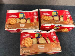 lot 206 image: 3 X 20Ct Packs Of Ritz Peanut Butter Crackers
