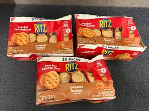 lot 207 image: 3 X 20Ct Packs Of Ritz Peanut Butter Crackers