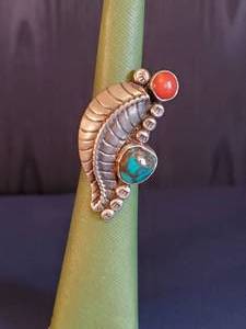 Large Sterling Silver Turquoise Ring, Size 6