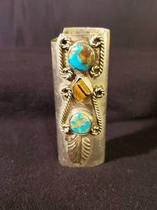 lot 8 image: Turquiose Sterling Silver Navajo Bic Lighter Cover