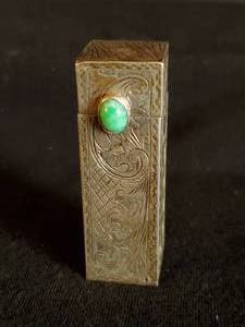 lot 28 image: Fanastic Sterling Silver Art Deco Lipstick Case w Mirror  Italy