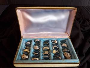 lot 37 image: Ring Box filled with Vintage Rings