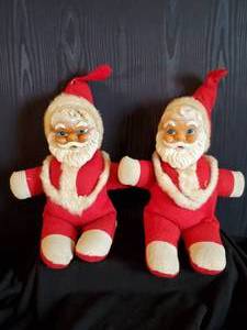 lot 47 image: 2 Highly Collectable Mid Modern Rubber Face Santa Dolls, Justia