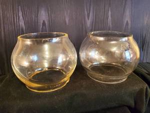 lot 62 image: 2 Fantastic Condition Short Railroad Lantern Globes Glasbake, and CNX