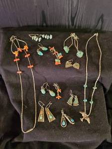 lot 73 image: Turquiose Sterling Silver Necklaces and Earrings