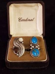 lot 81 image: 2 Fantastic Sterling Silver Navajo Rings Size 7, 6