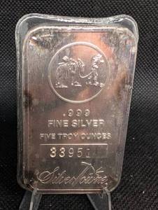 lot 7 image: SilverTowne 5 oz .999 Fine Silver Bar
