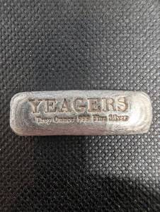 lot 17 image: 1oz Yeagers .999 Fine Silver Bar - Silver Bullion Ingot, Rectangular Bar