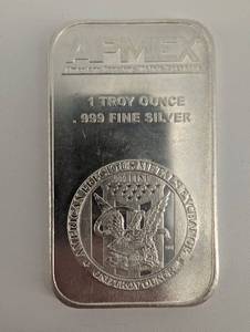 lot 30 image: APMEX 1 Troy Ounce .999 Fine Silver Bar