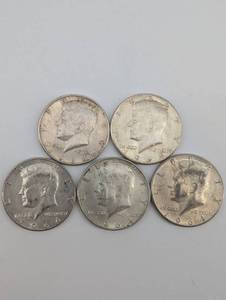 lot 46 image: 1964 Kennedy Half Dollars - 6 Coins, Assorted Years 90% Silver